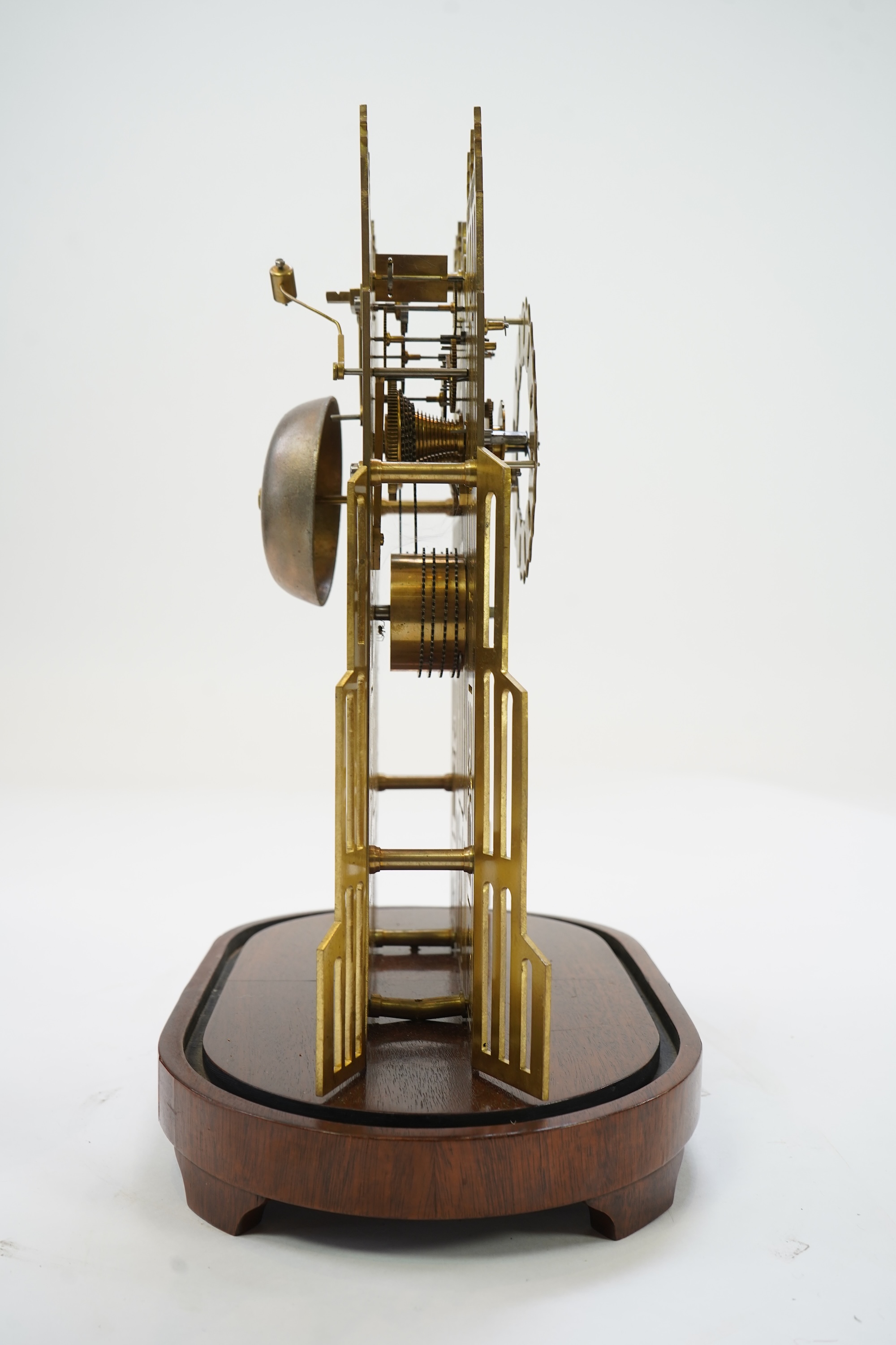 A mid 20th century brass skeleton ‘Cathedral’ clock